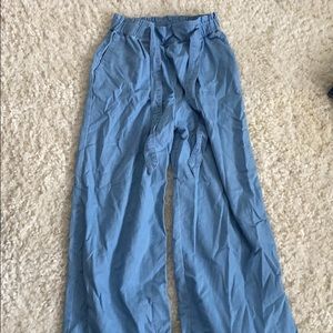 h&m “&denim” blue paper-bag pants